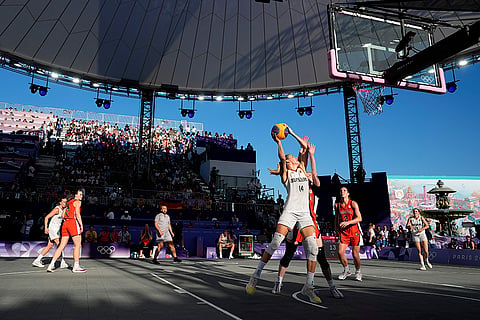 Women's 3x3 basketball semifinal game between Germany and Canada